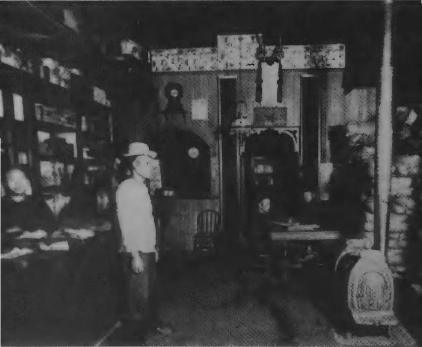 Chinese men spending leisure time in the back room of a store