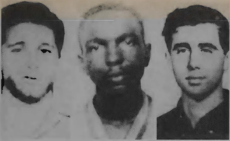 Portrait montage of Michael Schwerner, James Chaney, and Andrew Goodman